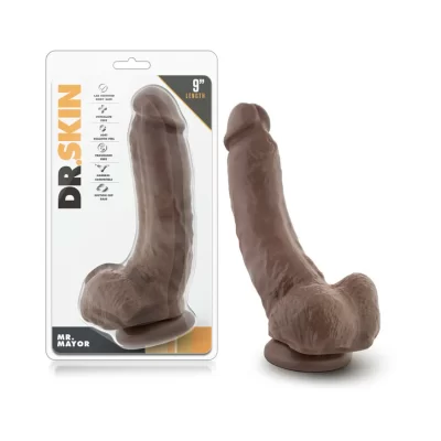 Blush Dr Skin Mr Mayor Realistic 9 in Dildo with Balls Suction Cup Brown image 1.webp