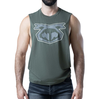 Brandmark Shredder Tank Top 3 0 Army Green Shark Grey White Front.png