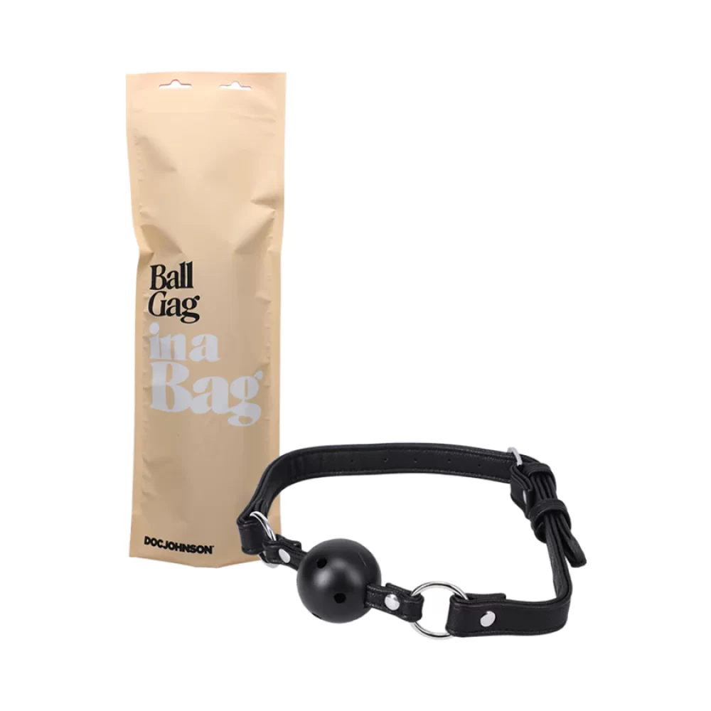 Doc Johnson In A Bag Ball Gag Faux Leather Breathable Black.webp