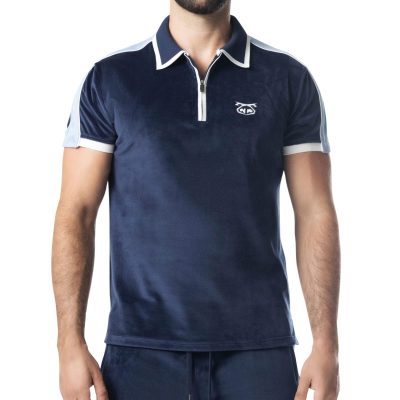 Essex Velour Polo Midnight Navy Perry Blue Front.jpg
