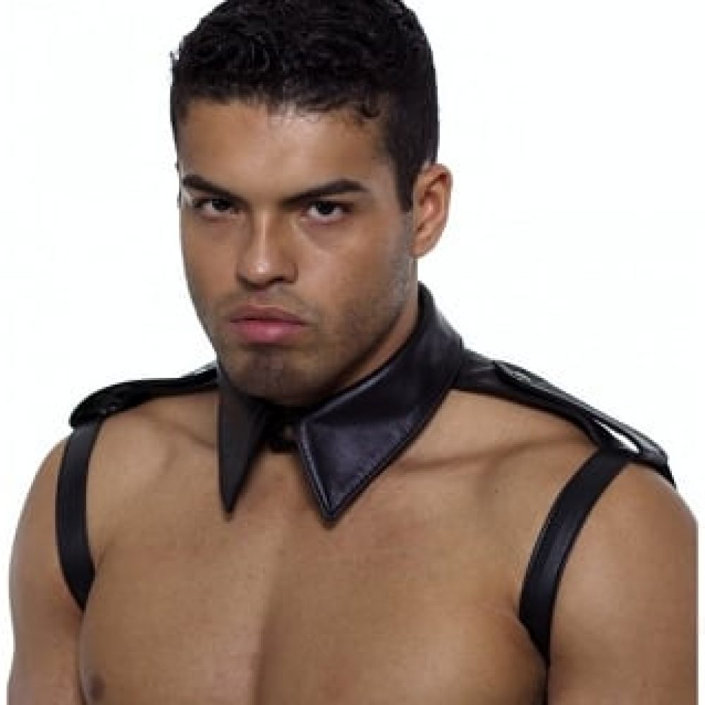 Leather Unisex Shirt Collar with Epaulettes image 1.jpg