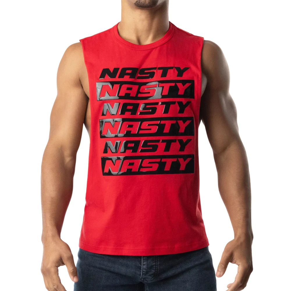 Nasty Shredder Tank Top Red Black Front.webp